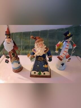 Hand-Painted Blue Santa Holiday Figurine.
